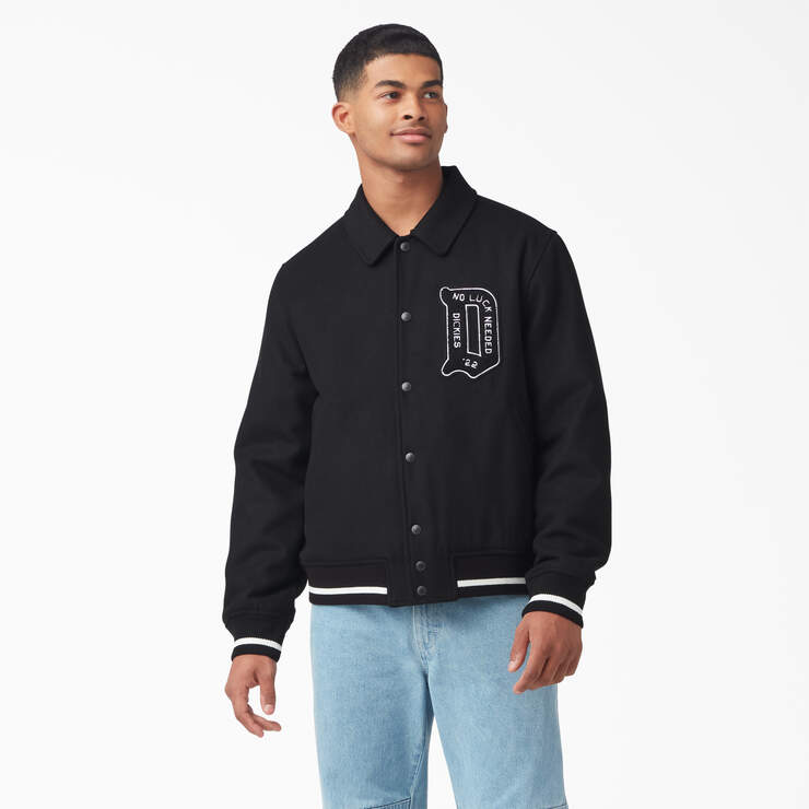 Tops Varsity Jacket - Black/Beige S/M
