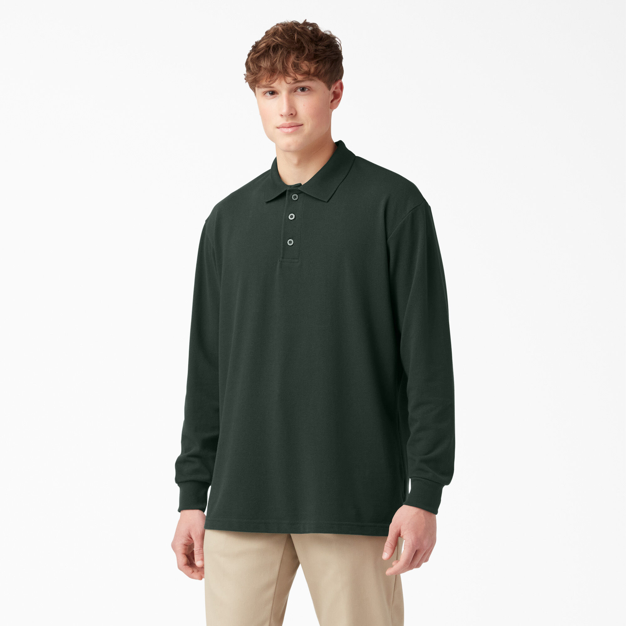 long sleeve pique polo men's