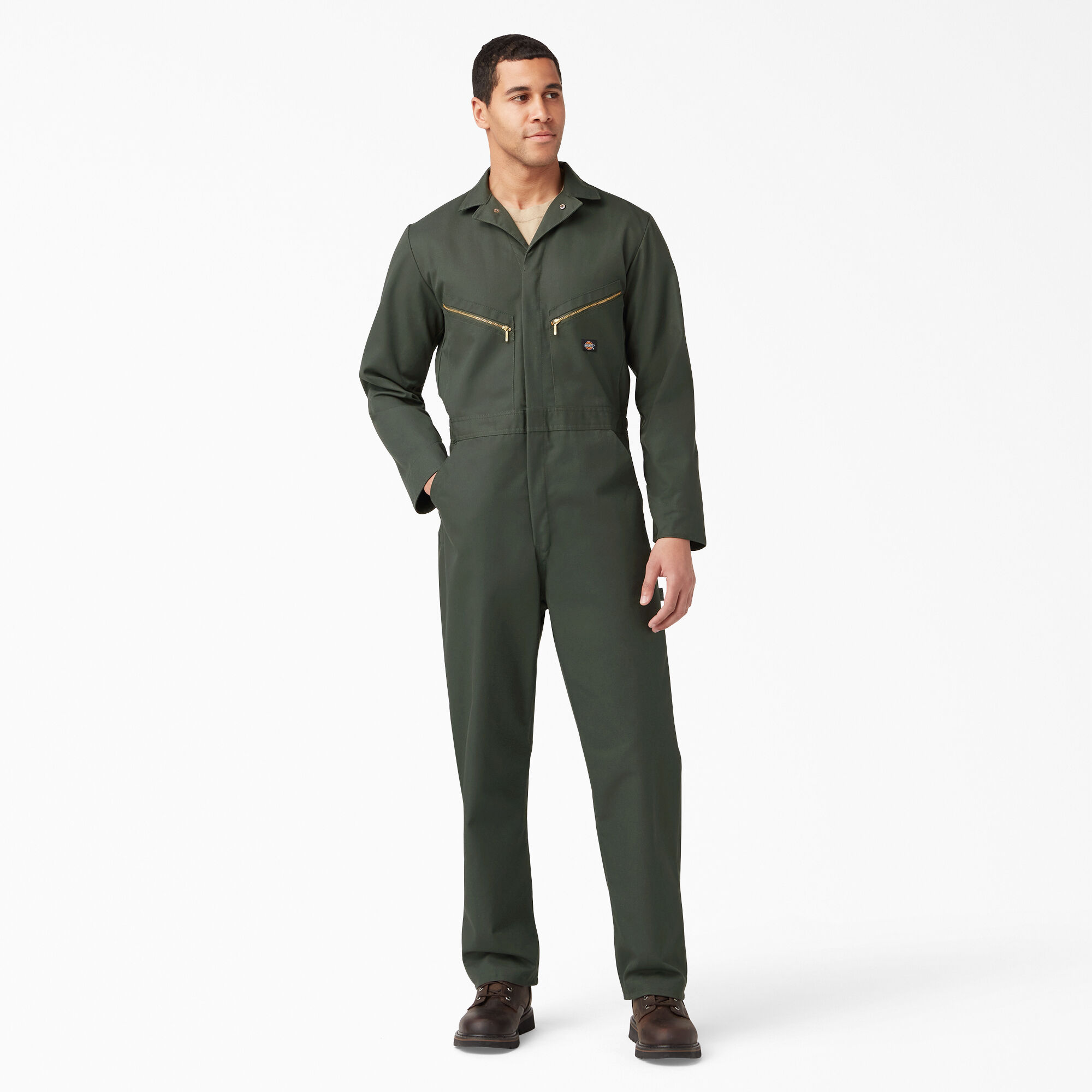 Deluxe Blended Long Sleeve Coveralls, Olive Green