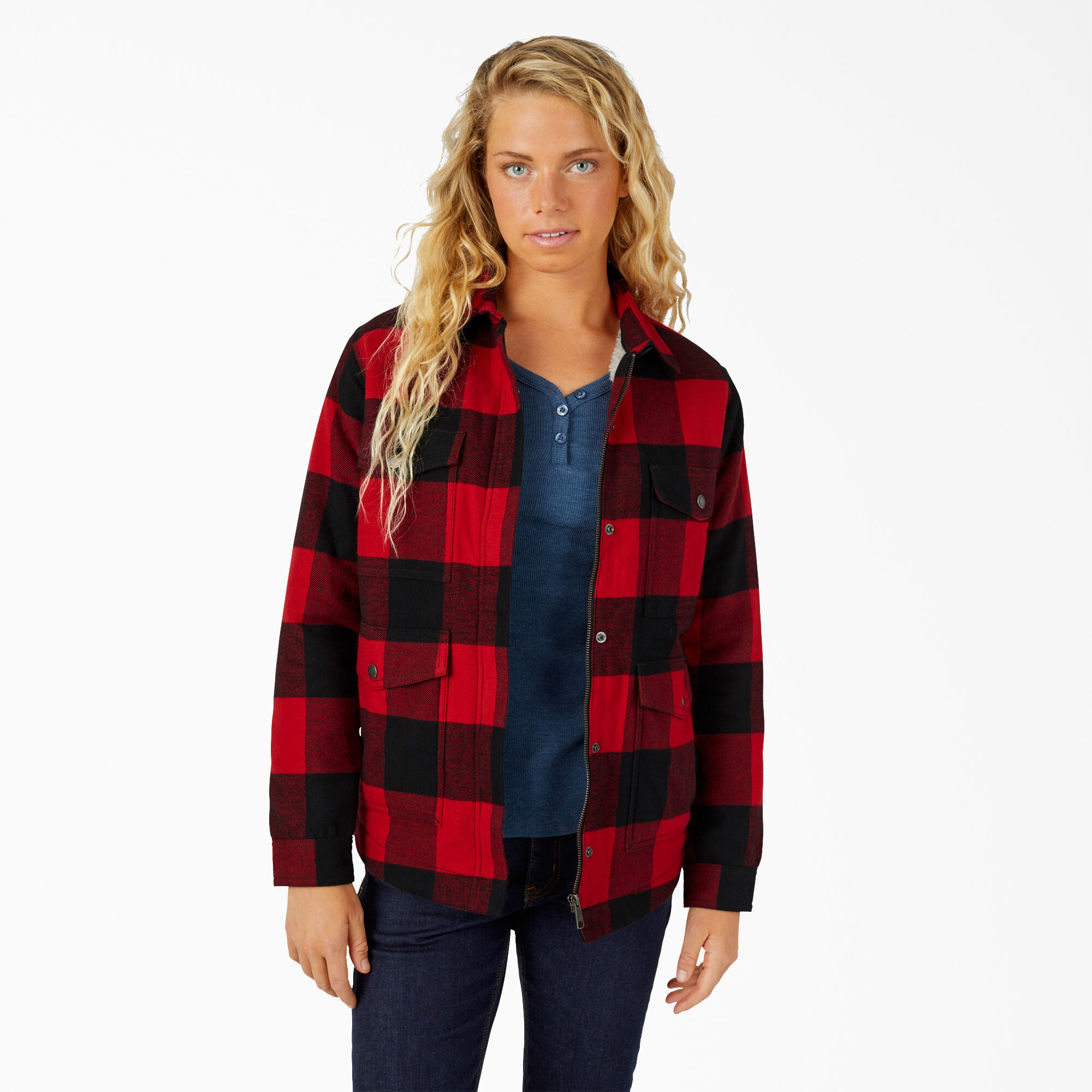 Women's Flannel Fleece Lined Chore Coat