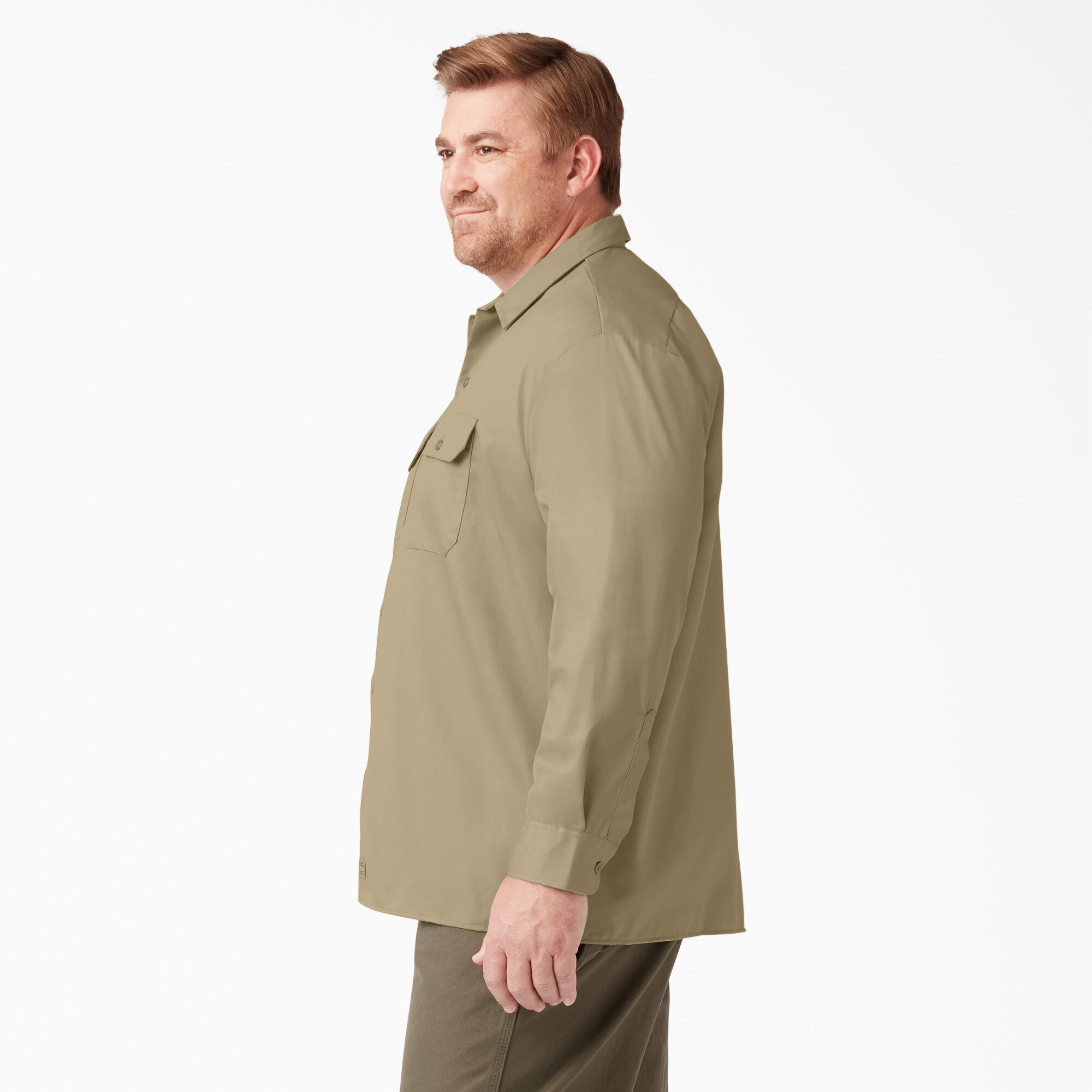 Dickies Long Sleeve Work Shirt, Military Khaki