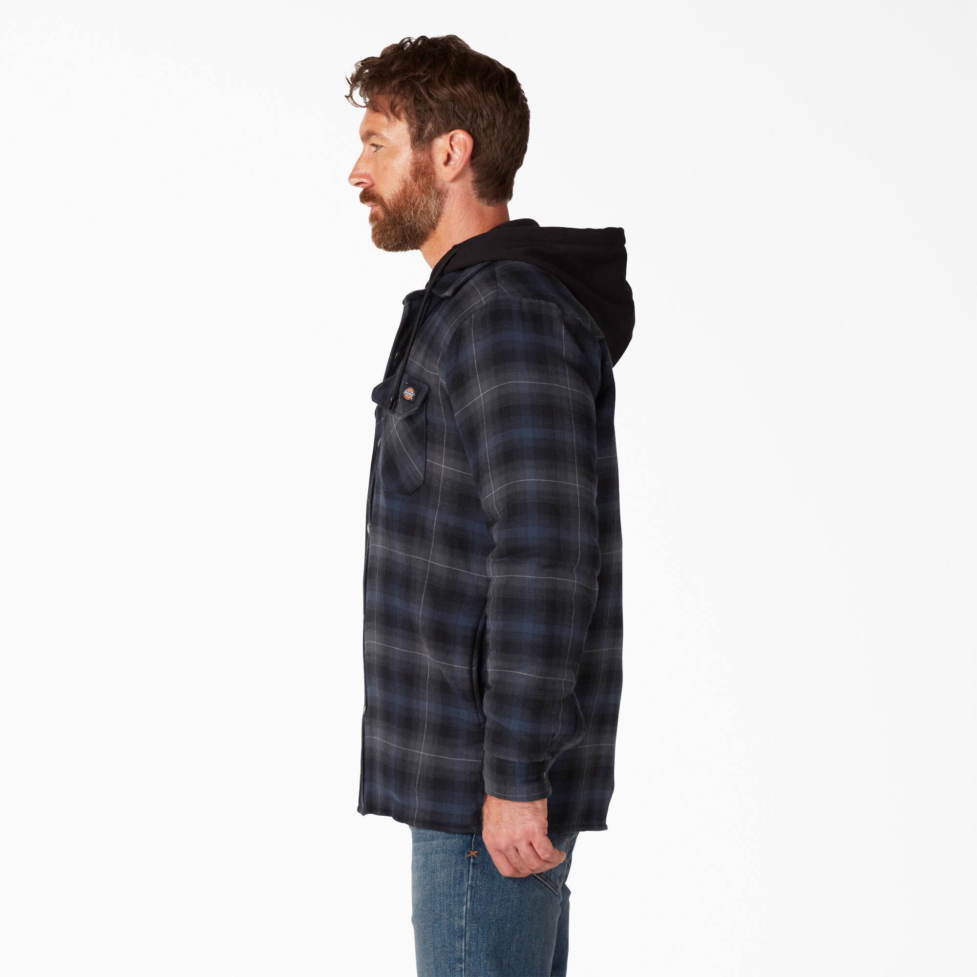 Fleece Hooded Flannel Shirt Jacket with DWR | Mens Shirt Jackets