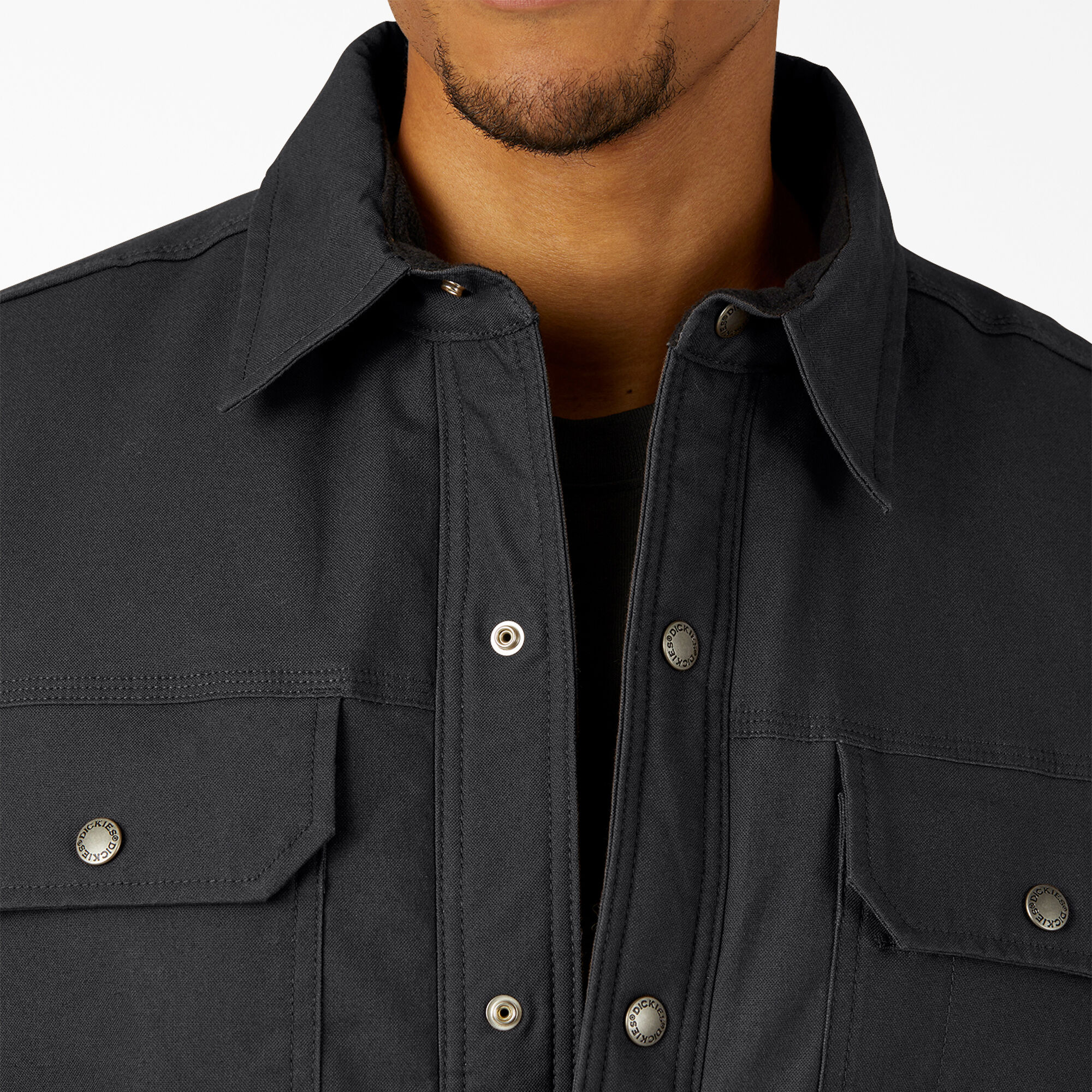 Water Repellent Fleece-Lined Duck Shirt Jacket
