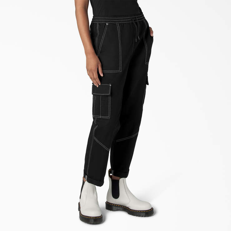Women's Relaxed Fit Contrast Stitch Cropped Cargo Pants - Dickies