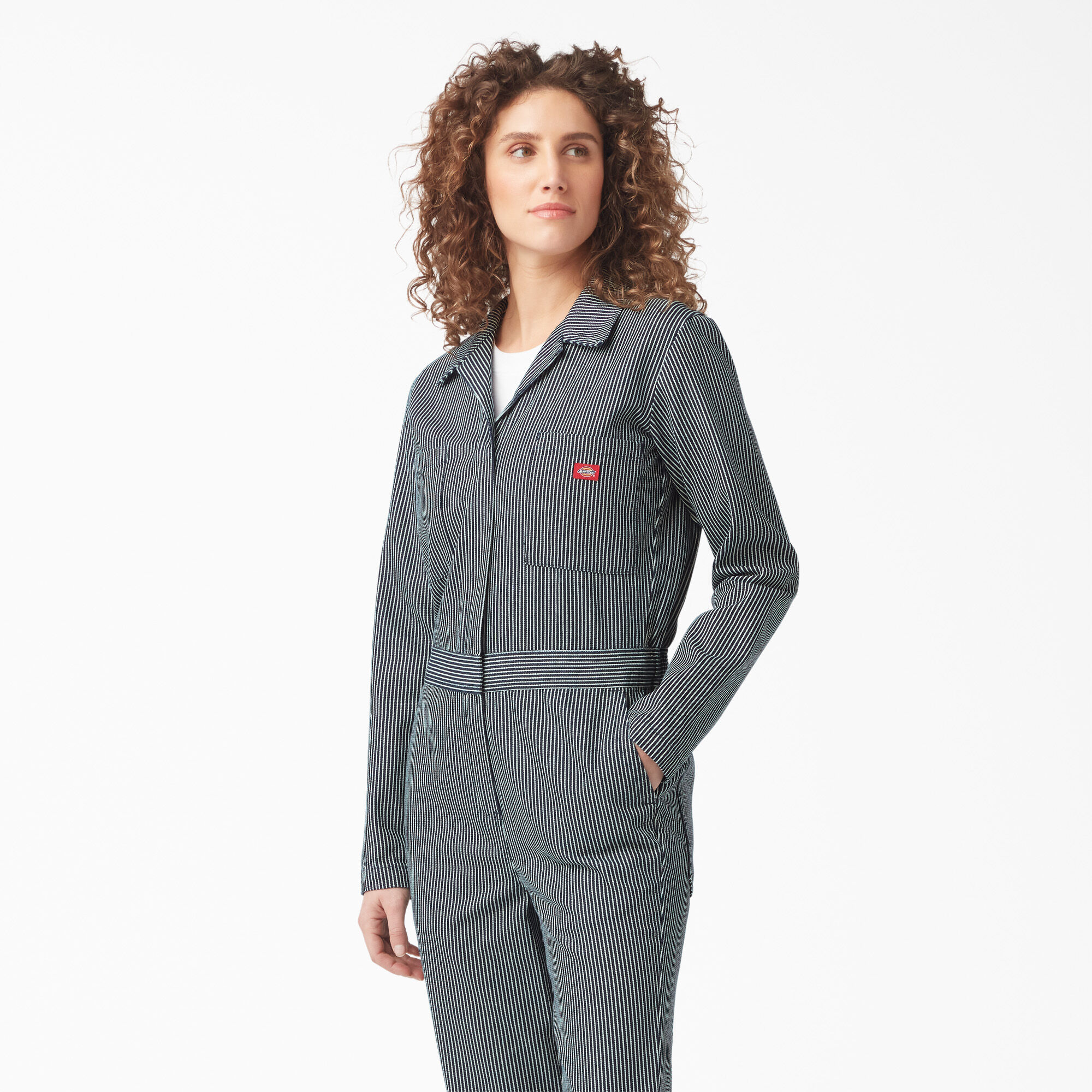 Women's Relaxed Fit Long Sleeve Hickory Stripe Coveralls