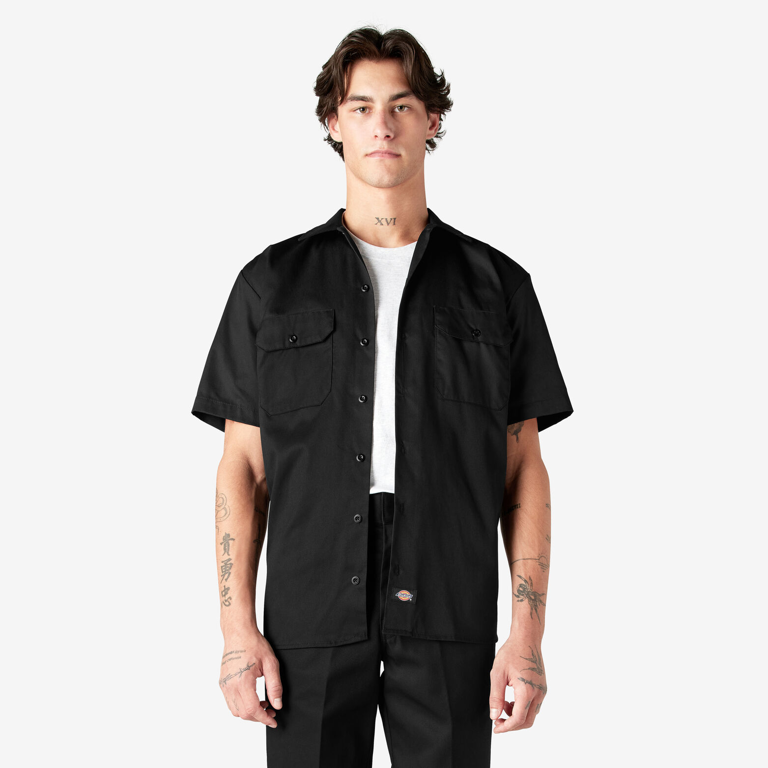 Dickies Cropped Work Shirt - Black - Medium