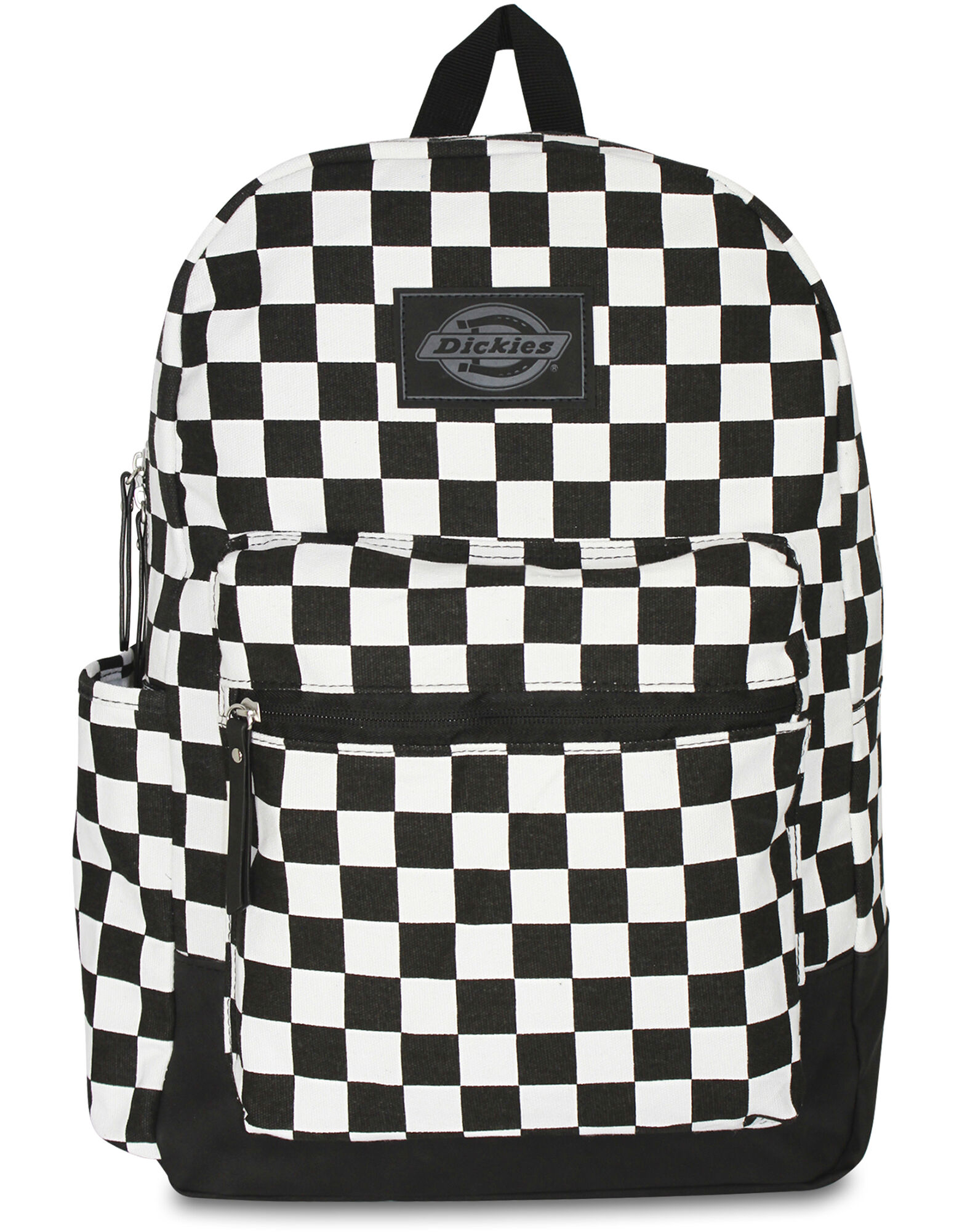 black and white checkered backpack