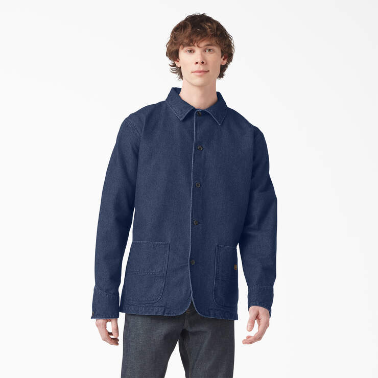Men's Industrial Indigo Patch Denim Stretch Jacket