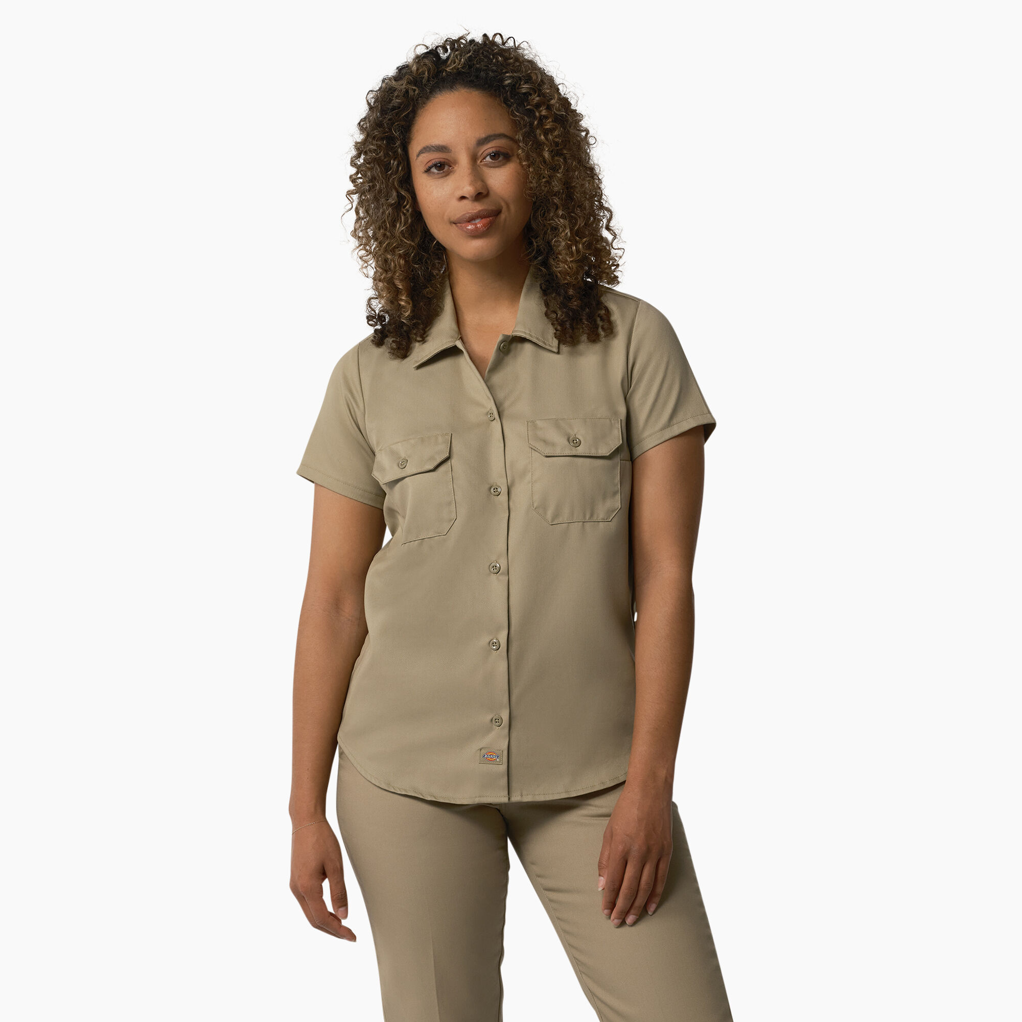 Dickies Long Sleeve Work Shirt, Military Khaki