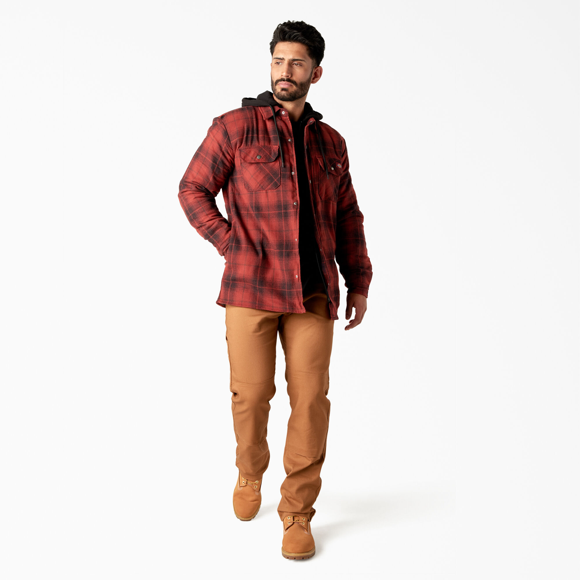 Fleece Hooded Flannel Shirt Jacket with DWR | Mens Shirt Jackets