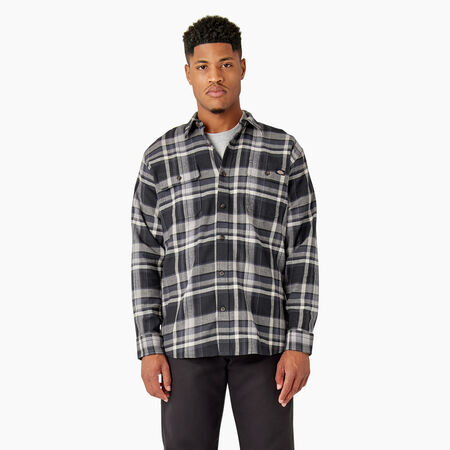 Men's Gray/Navy New York Yankees Large Check Flannel Button-Up Long Sleeve  Shirt
