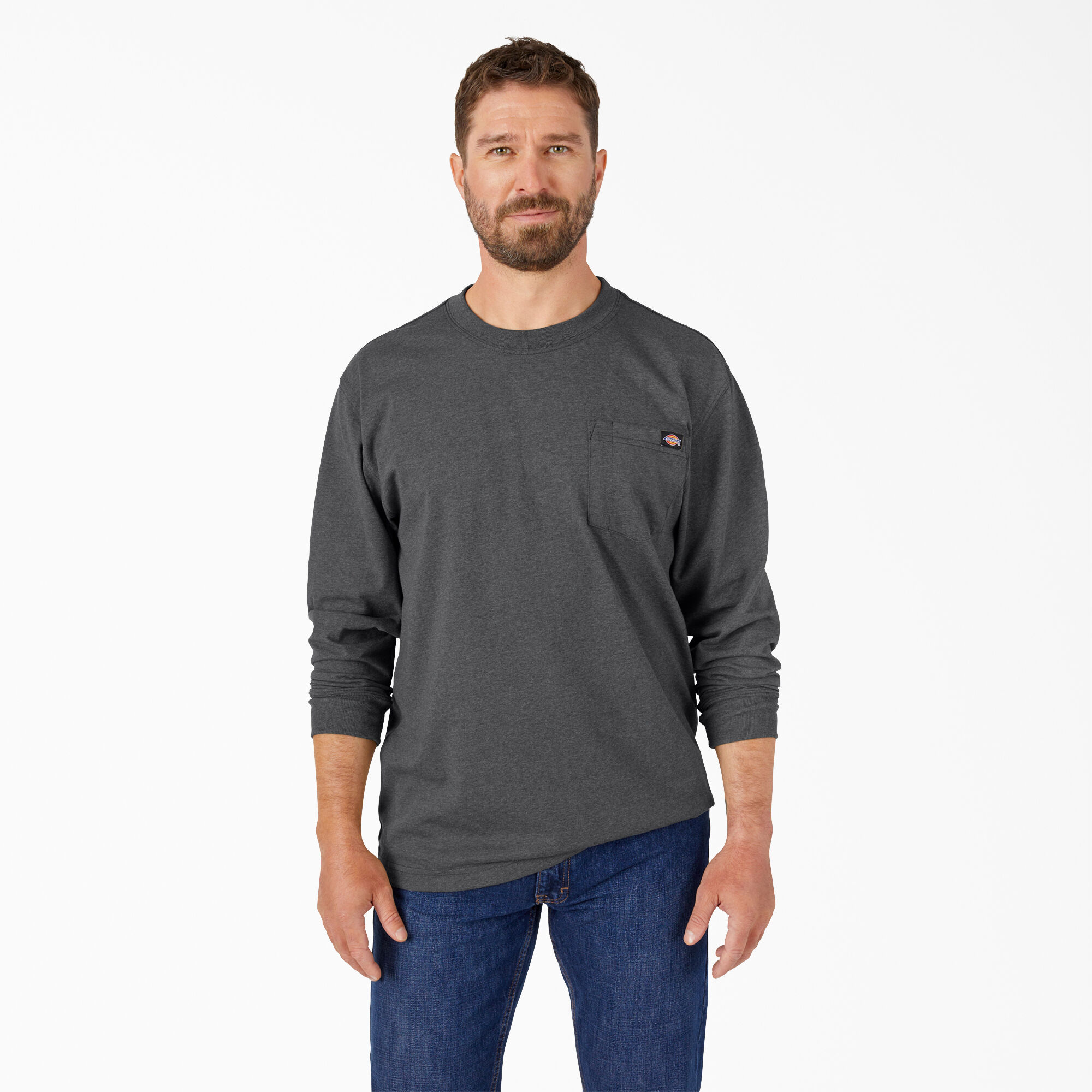 Heavyweight Heathered Long Sleeve Pocket T-Shirt