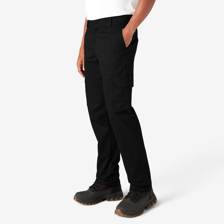 Dickies Men's Regular Straight Stretch Twill Cargo Pant, Black, 36x32 