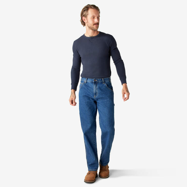 Relaxed Fit Carpenter Jeans in Stone Wash Indigo