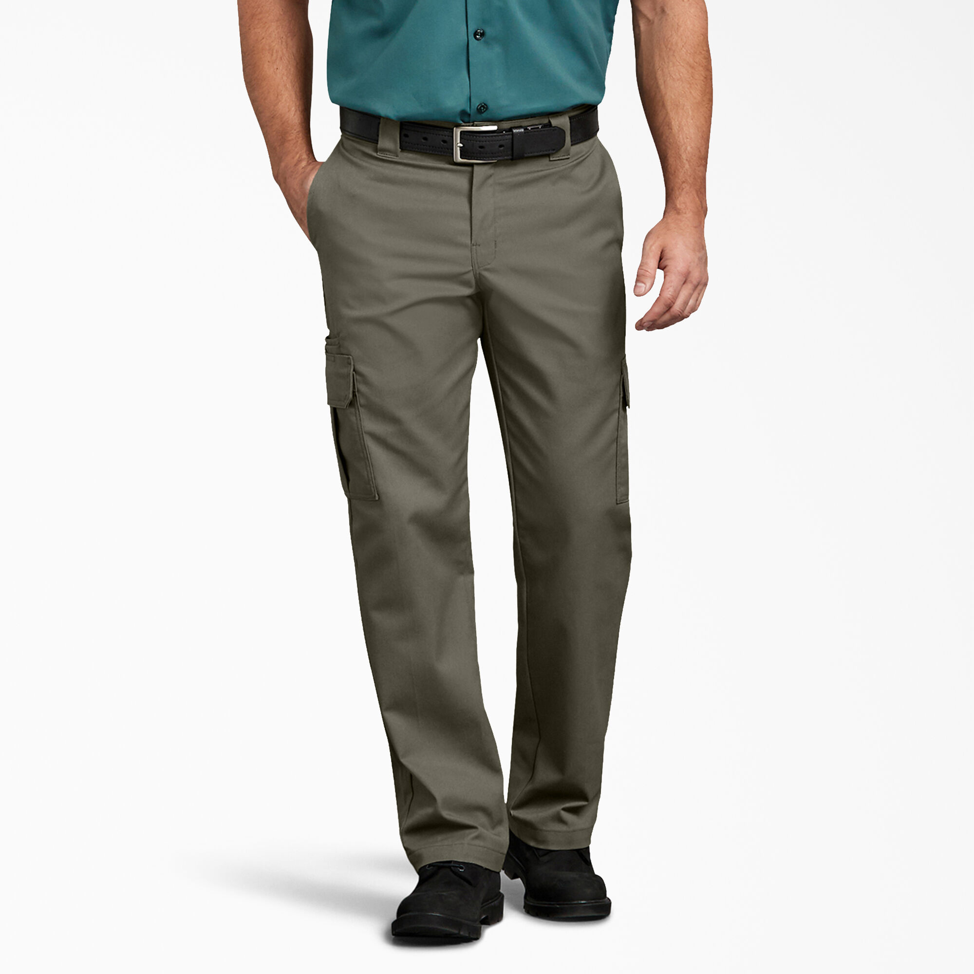 Flex Regular Fit Straight Leg Cargo Pants , Moss Green | Men's