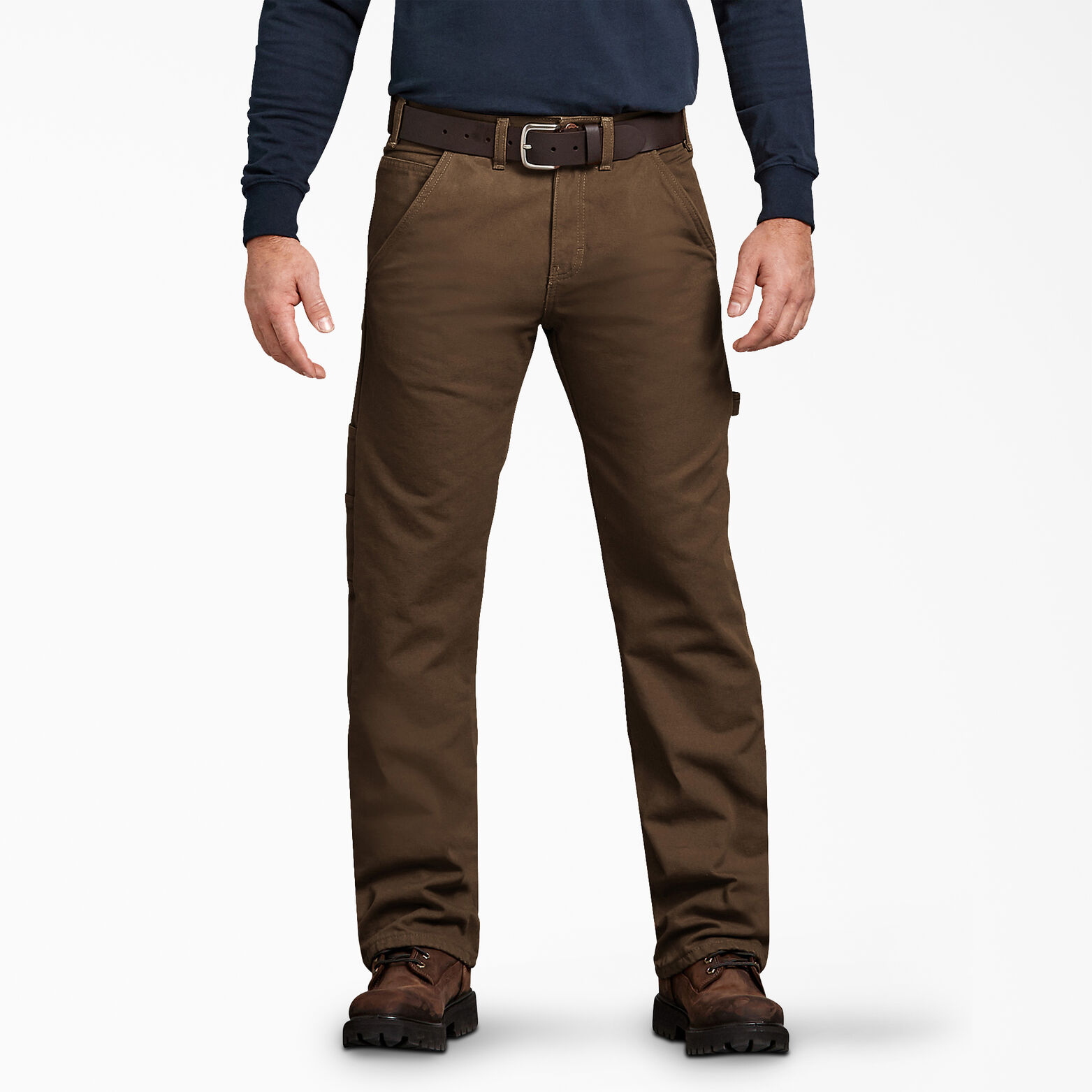 Relaxed Straight Fit Flannel-Lined Carpenter Duck Jeans Timber Brown ...
