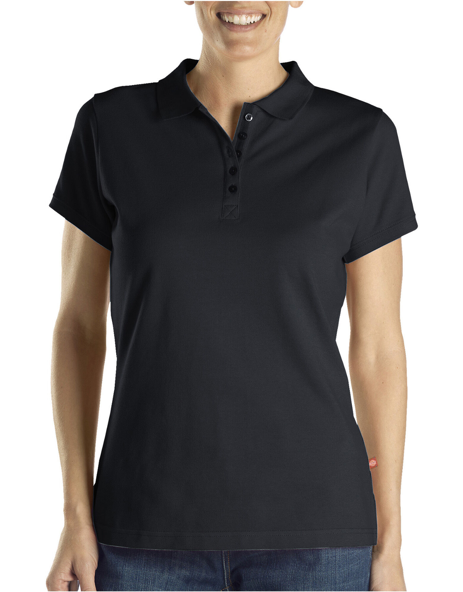 Women's Solid Polo Work Shirts , Black 