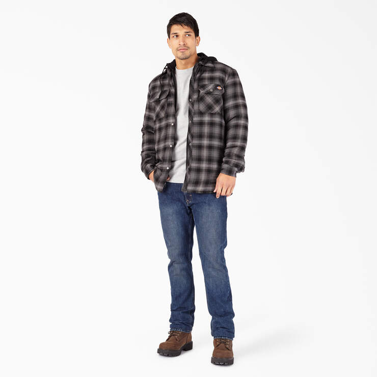 Dickies Men's Sherpa Lined Flannel Shirt Jacket with Hydroshield Ink Navy  Plaid 2X