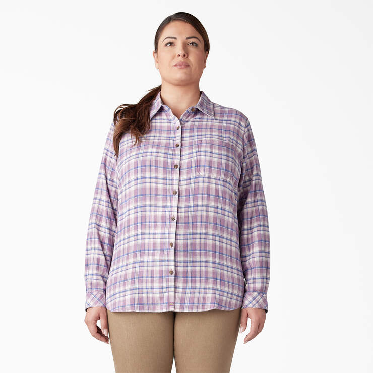 Women's Plus Size Plaid Shirt, Long Sleeve