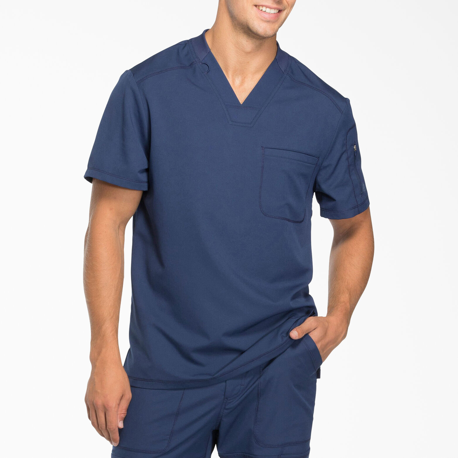 Dickies Unisex V-Neck One Pocket Scrub Top - Navy - New Star