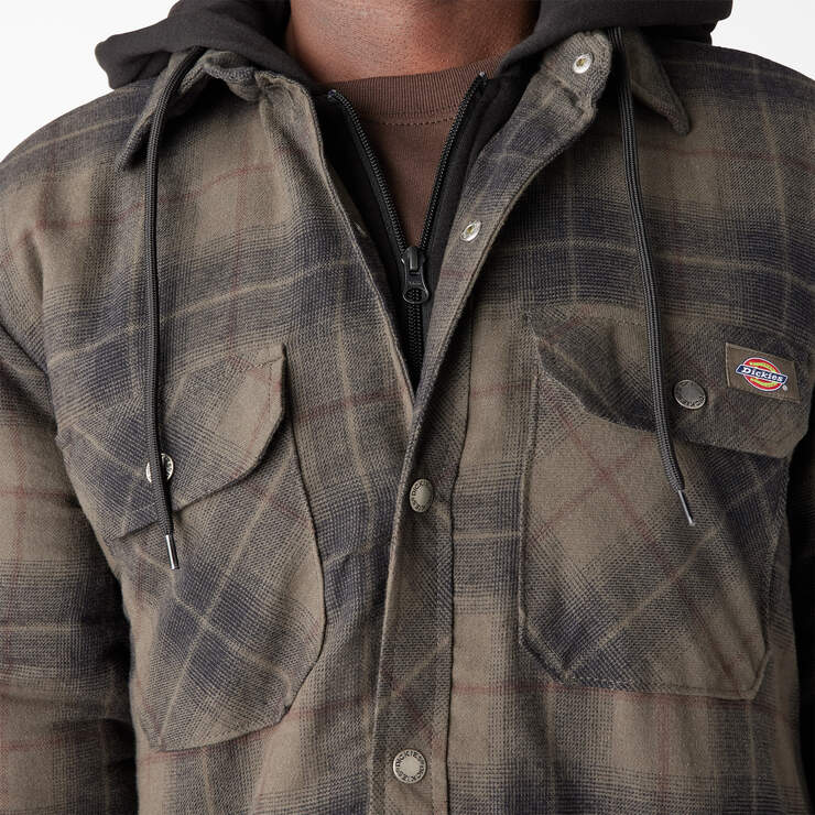 Men's Water Repellent Flannel Hooded Shirt Jacket - Dickies US