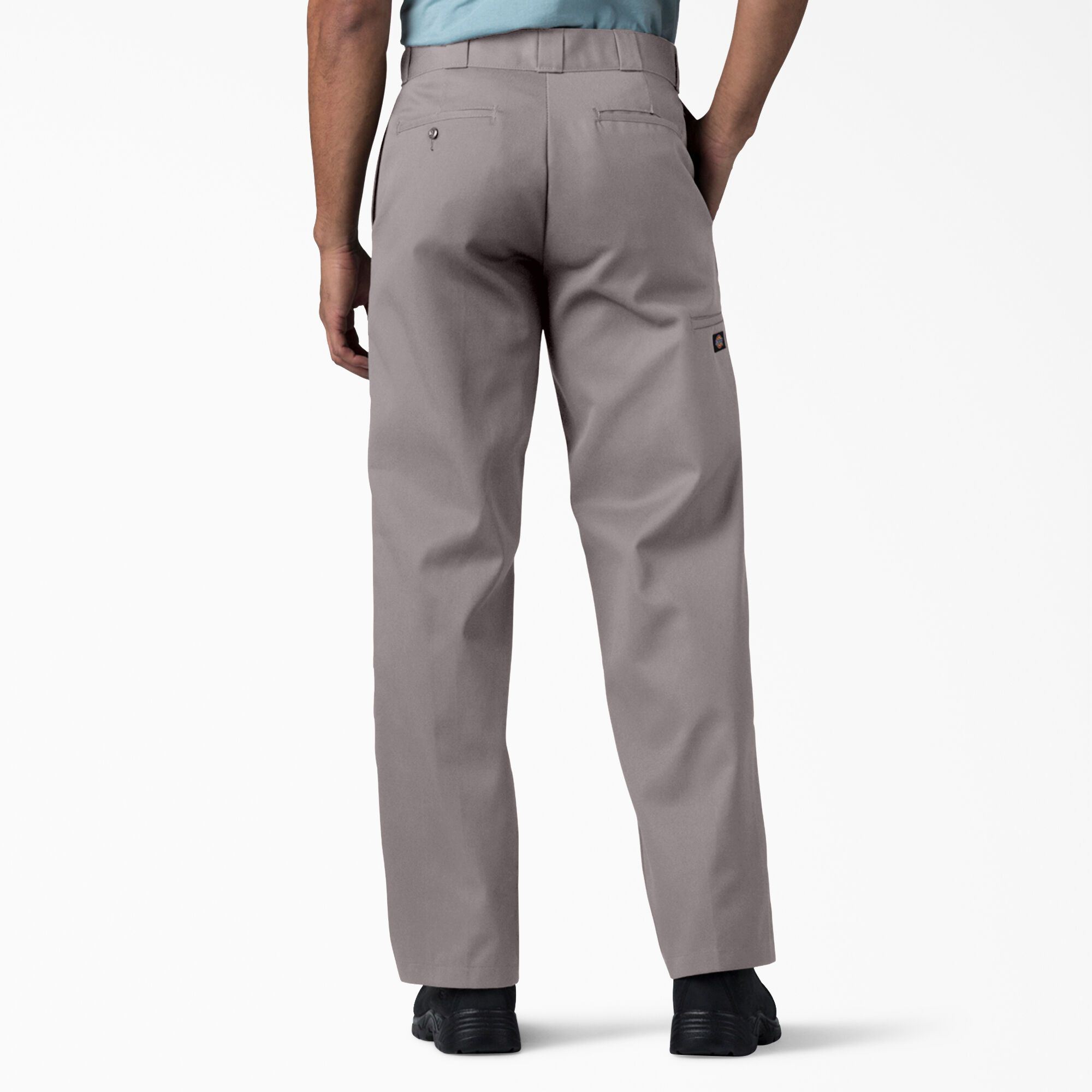 Loose Fit Double Knee Work Pants, Silver