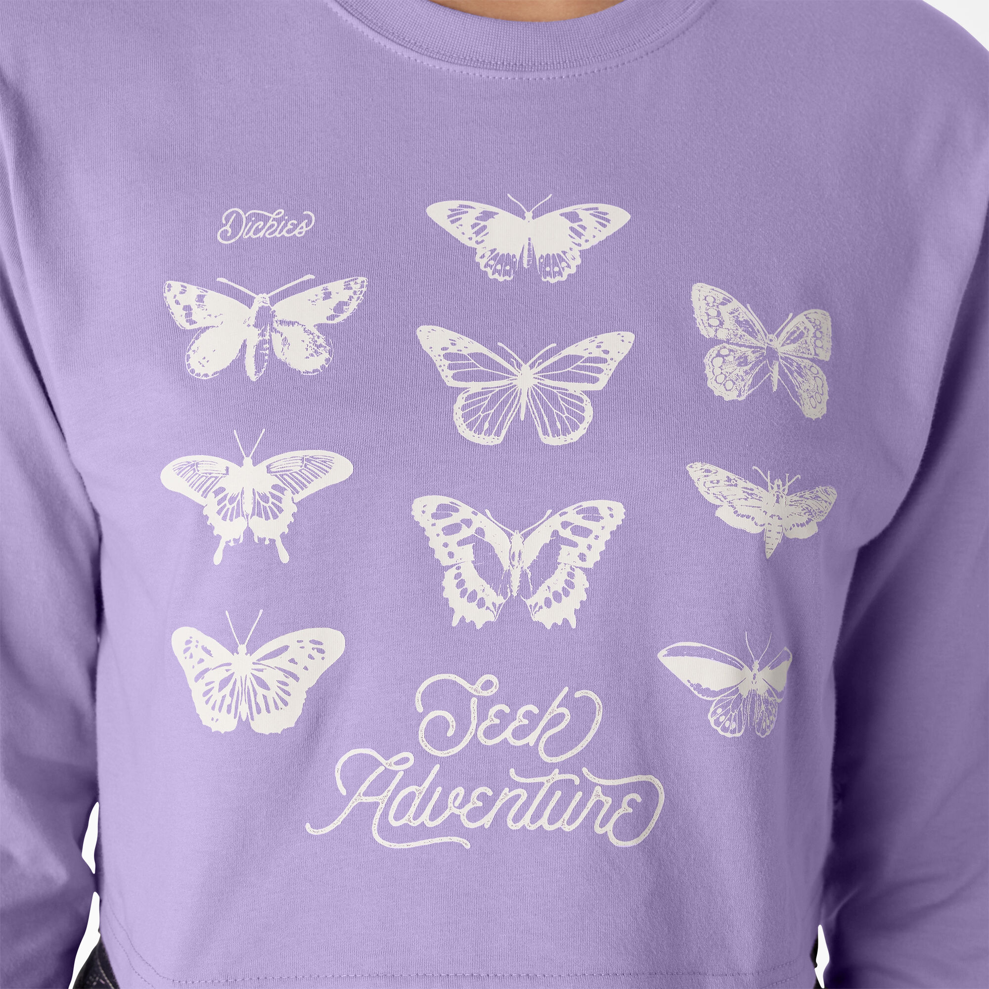 Women's Butterfly Graphic Long Sleeve Cropped T-Shirt
