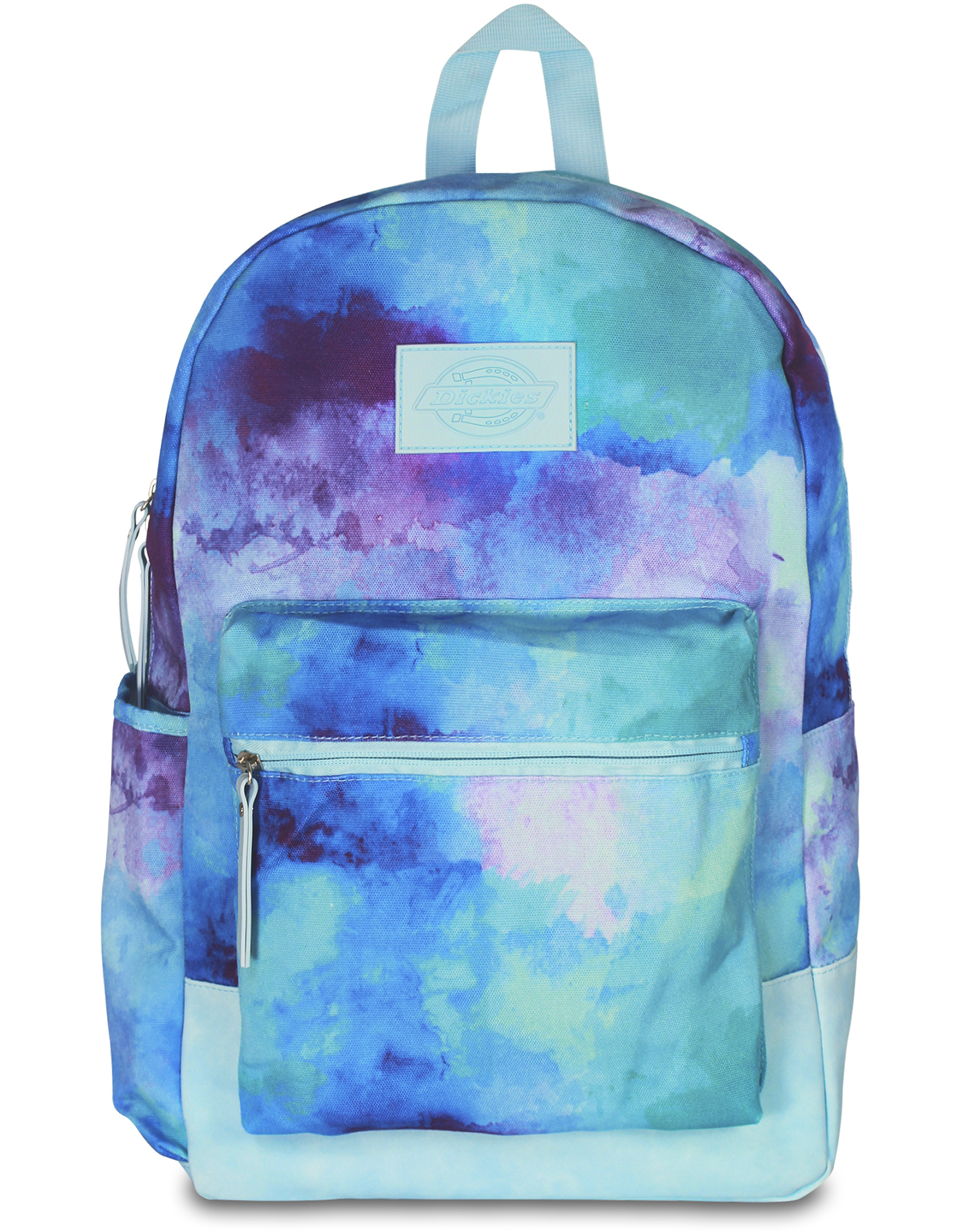 pink purple and blue backpack