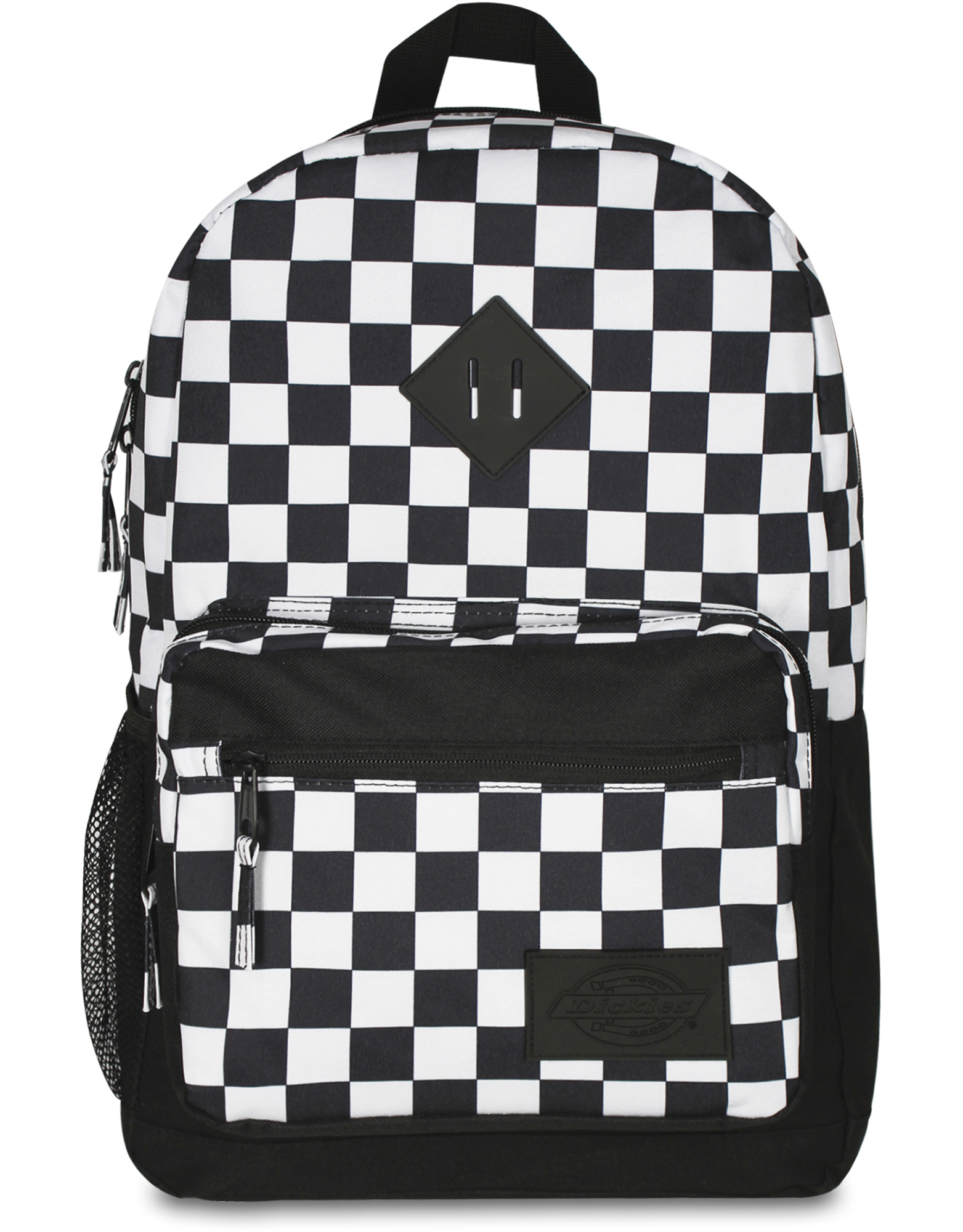 black and white checkered bookbag